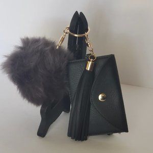 Black w/Black Pom Mini Purse Tassel